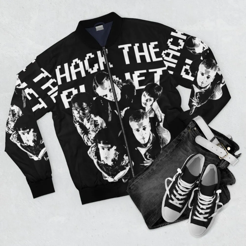 90s Hackers Bomber Jacket: "Hack the Planet" Retro Design