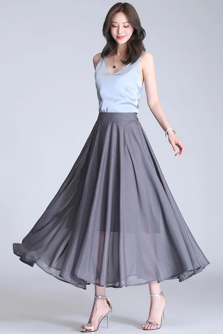 A-Line Chiffon Maxi Skirt 3492