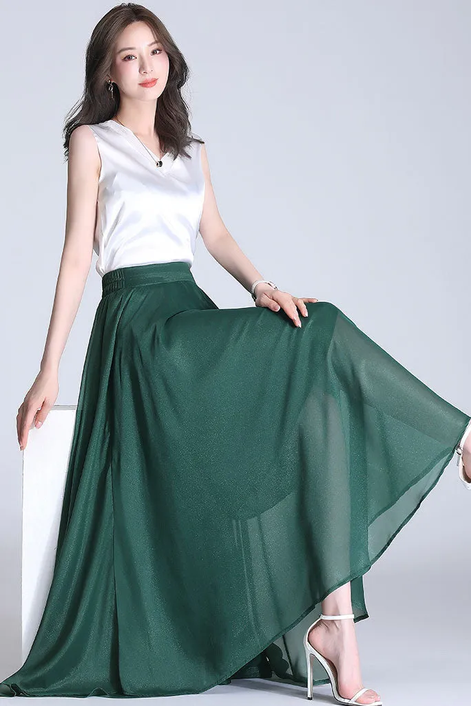 A-Line Chiffon Maxi Skirt 3492