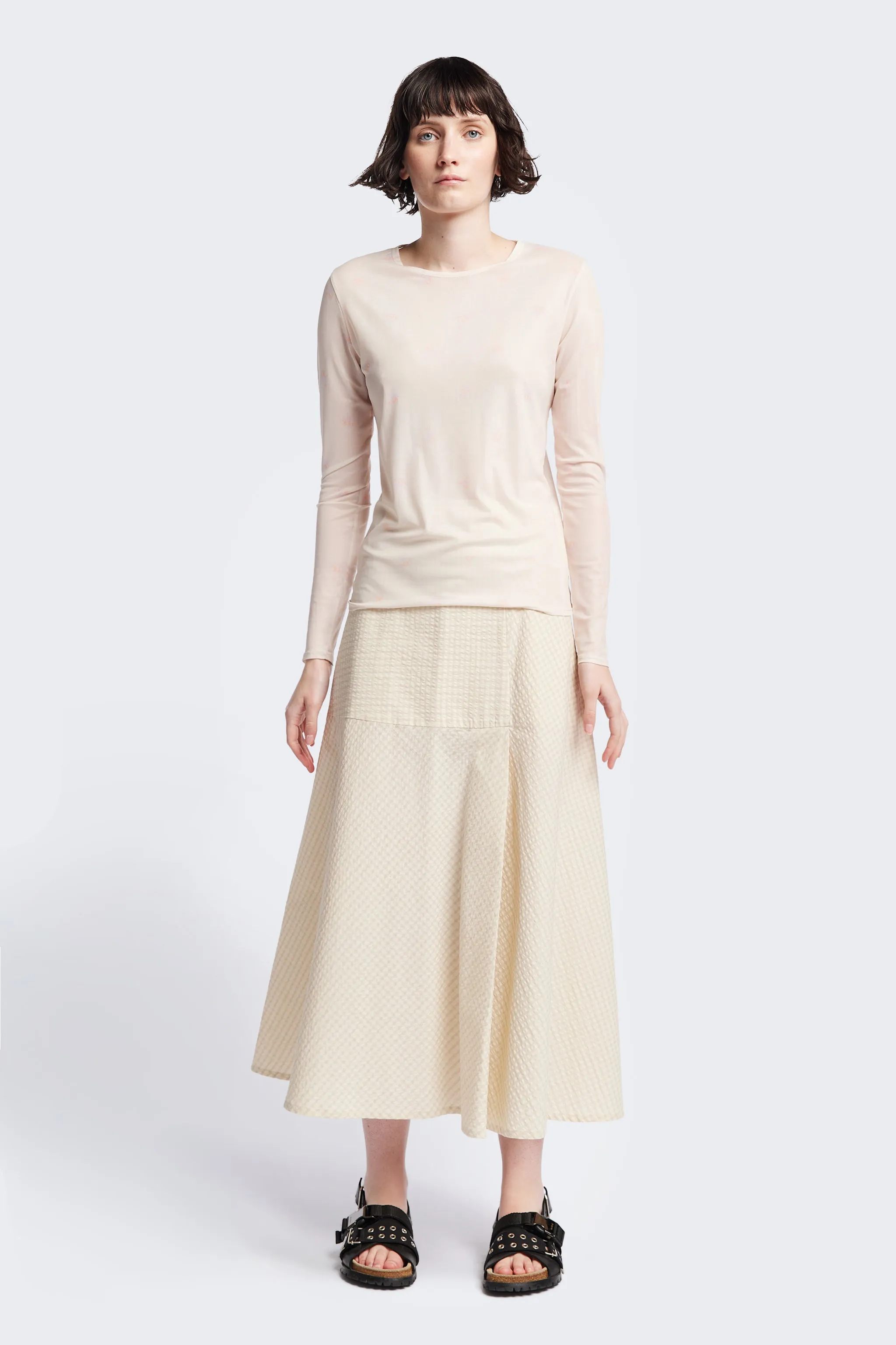 Abroad Panel Skirt Ecru