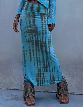 Adoring Memories Tie-dye Elastic Waist Maxi Skirt