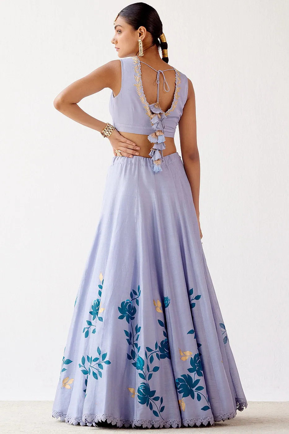 Aegean Blue Handpaint Lehenga Set