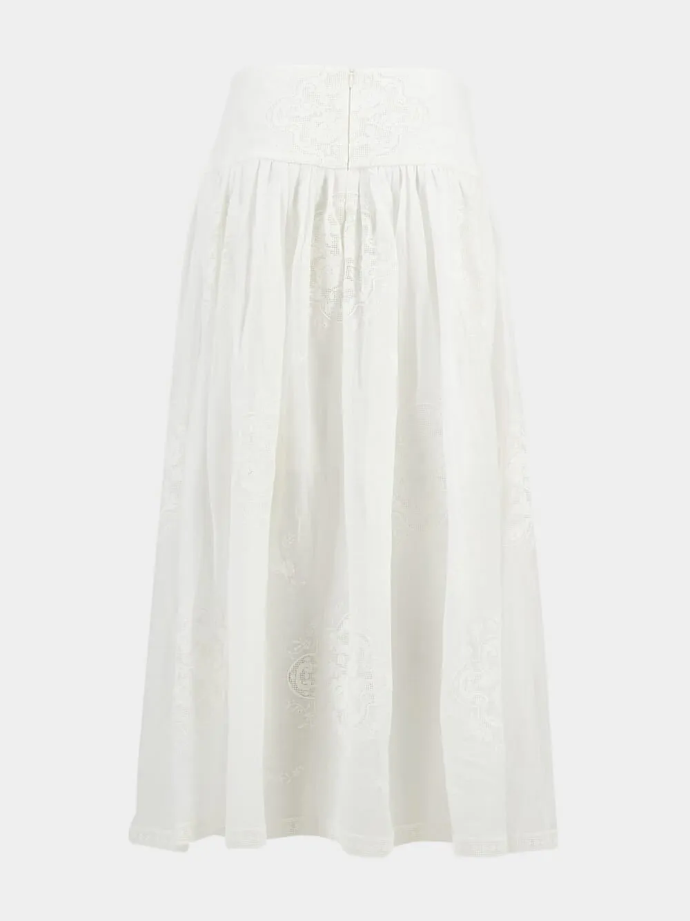 Alight Basque Embroidered White Maxi Skirt