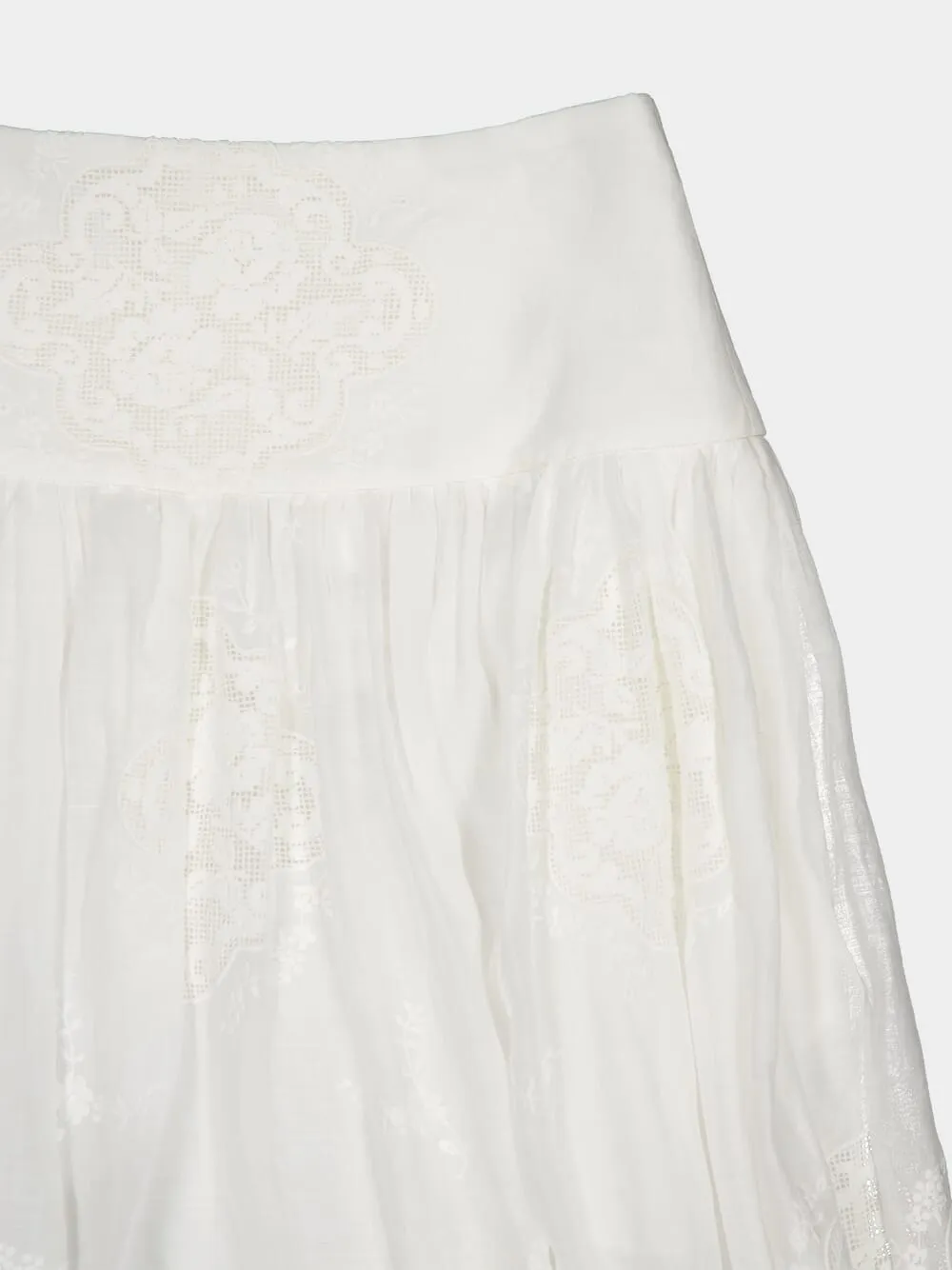 Alight Basque Embroidered White Maxi Skirt