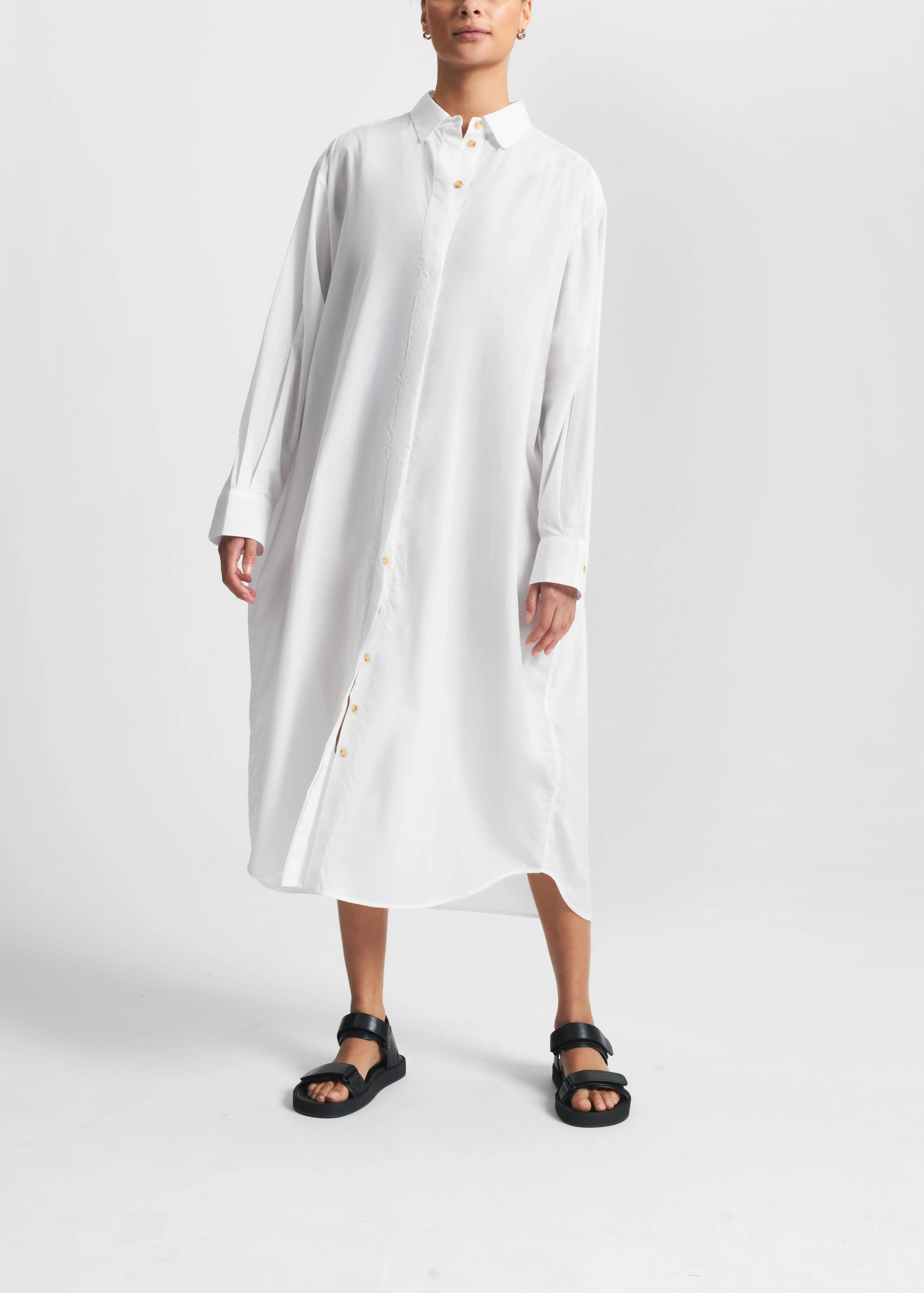 Allegra Shirt Dress White Lightweight Cotton