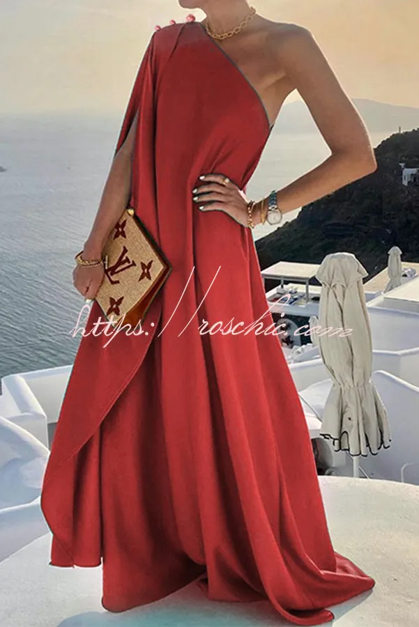 Alyse One Shoulder A-line Elegant Maxi Dress