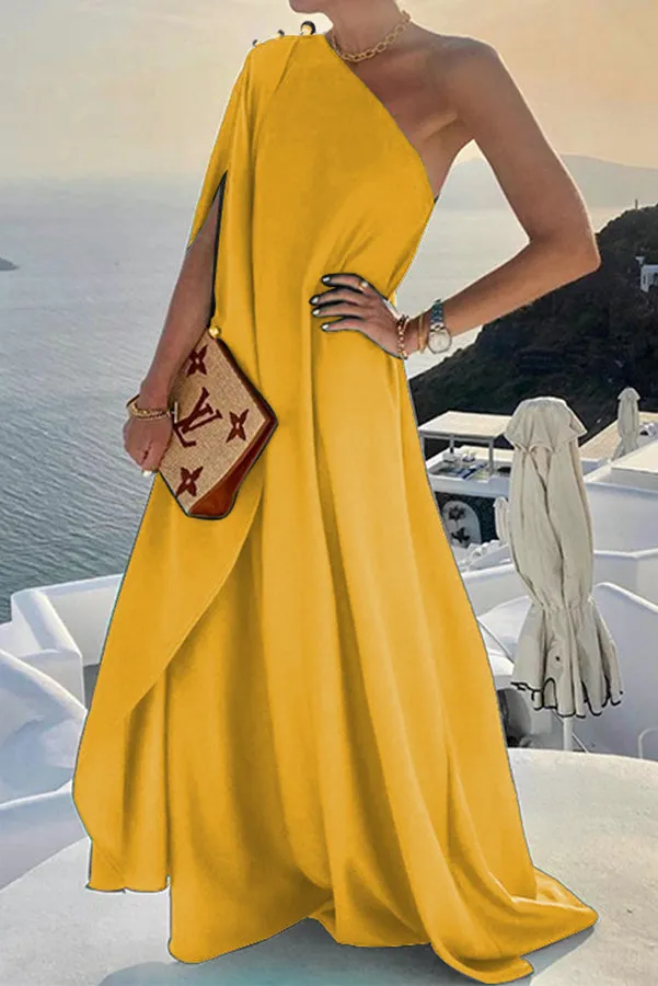 Alyse One Shoulder A-line Elegant Maxi Dress