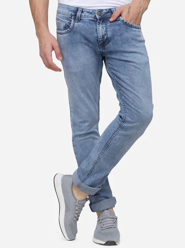 Ash Blue Narrow Fit Solid Jeans | Greenfibre