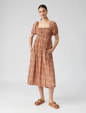 Ashton Shirred Midi Dress