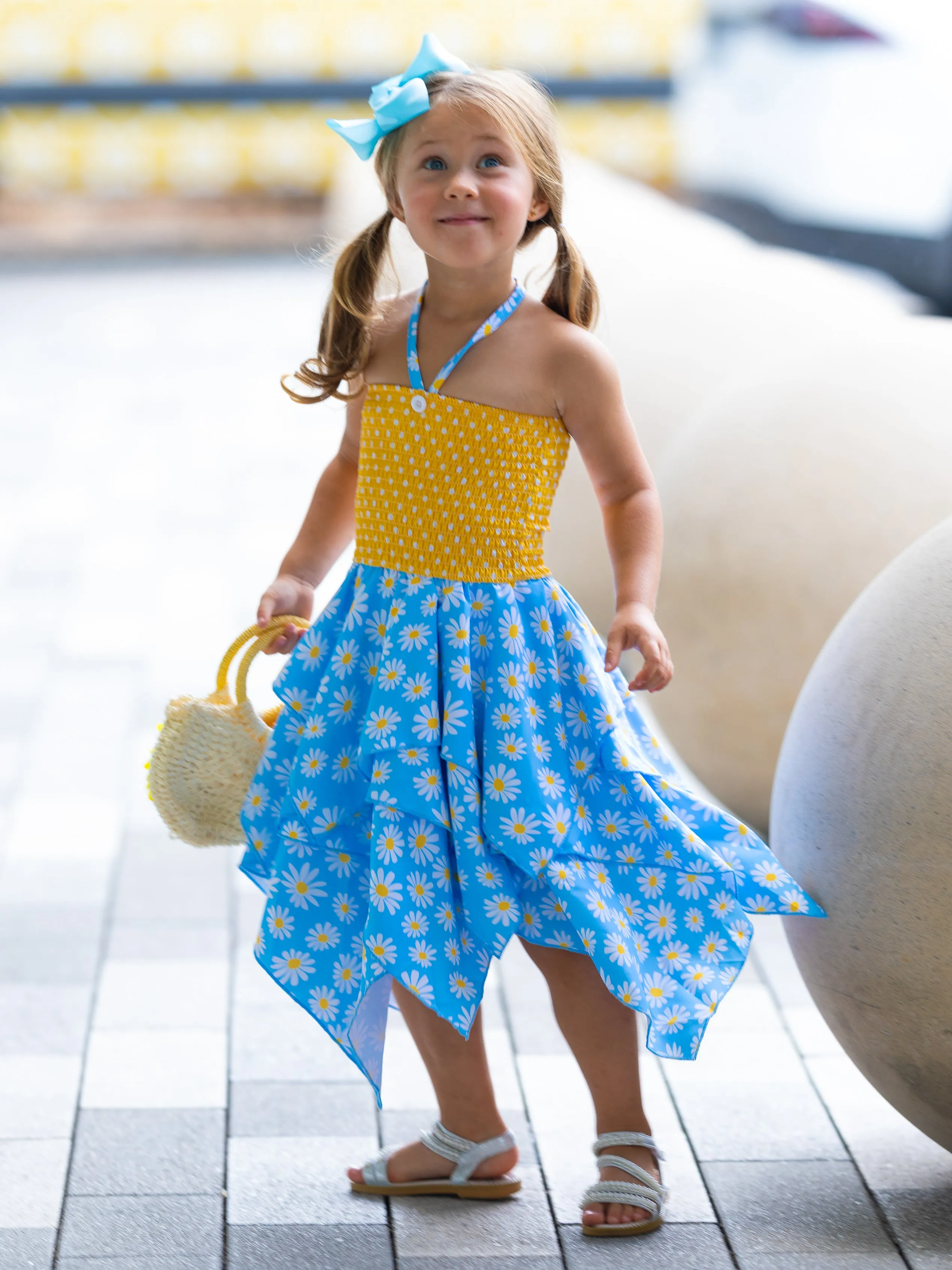 Be The Sunshine Smocked Handkerchief Dress