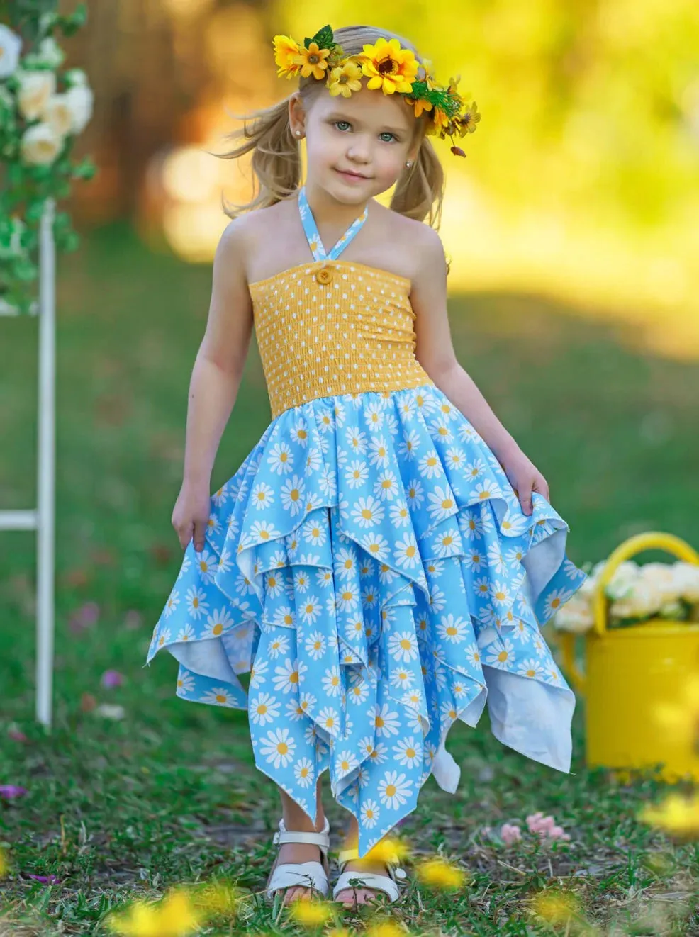 Be The Sunshine Smocked Handkerchief Dress