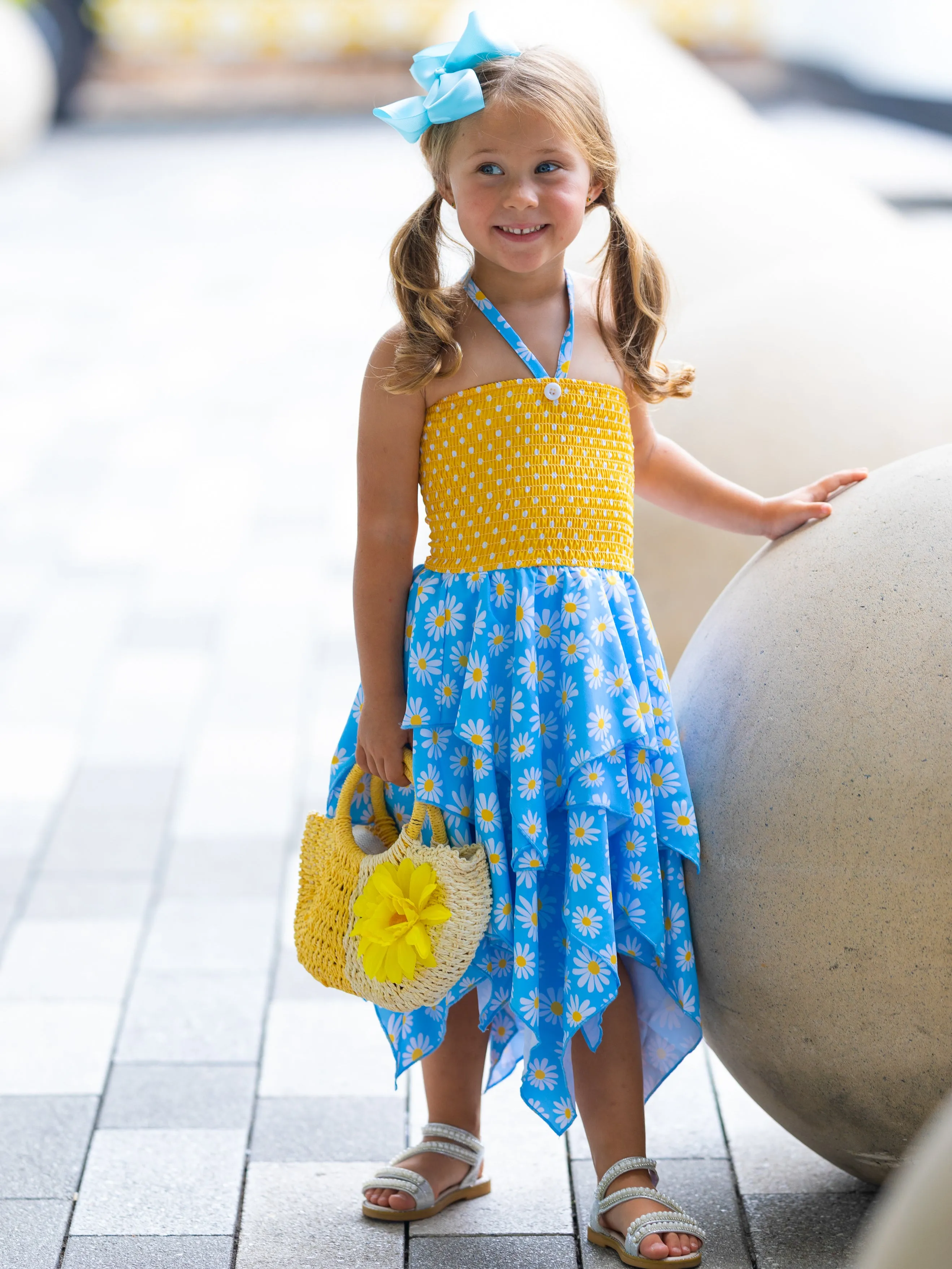 Be The Sunshine Smocked Handkerchief Dress