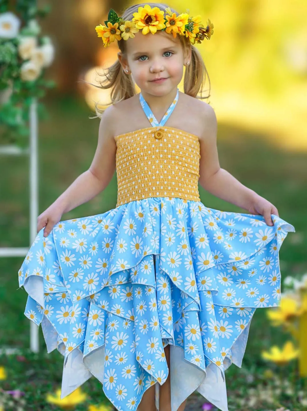 Be The Sunshine Smocked Handkerchief Dress