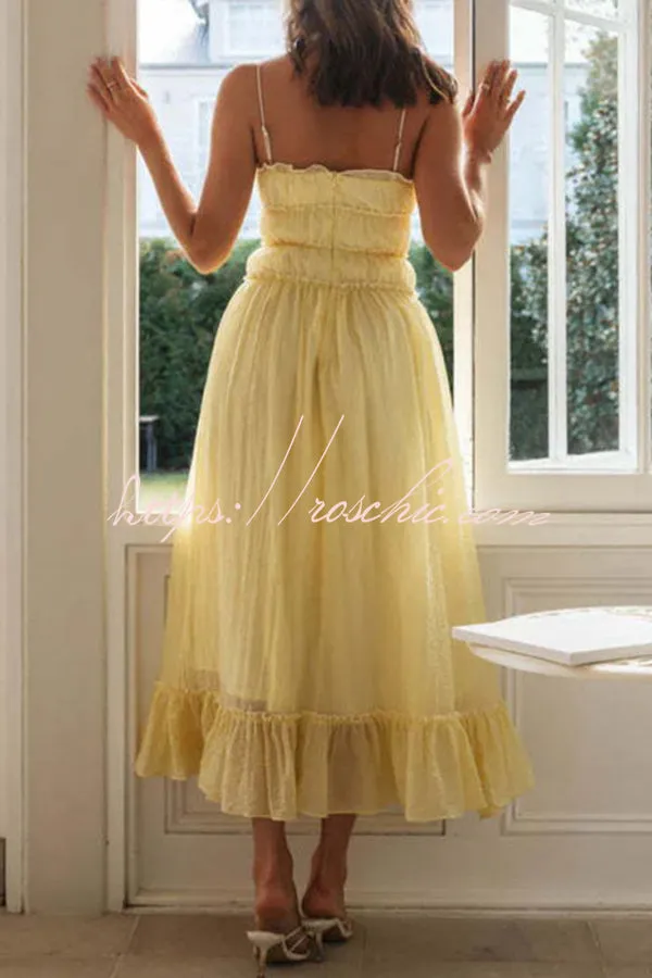 Beautiful Strappy Pleated Paneled Strap Maxi Dress