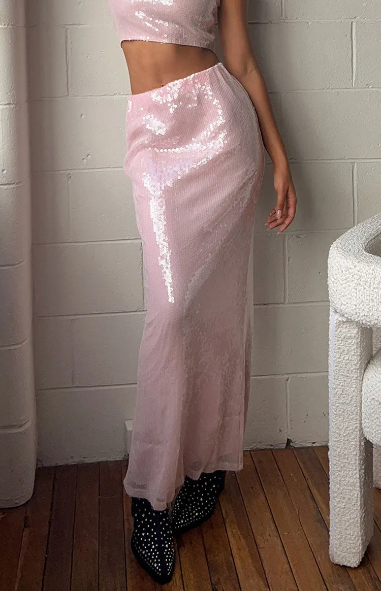 Bellah Pink Sequin Maxi Skirt