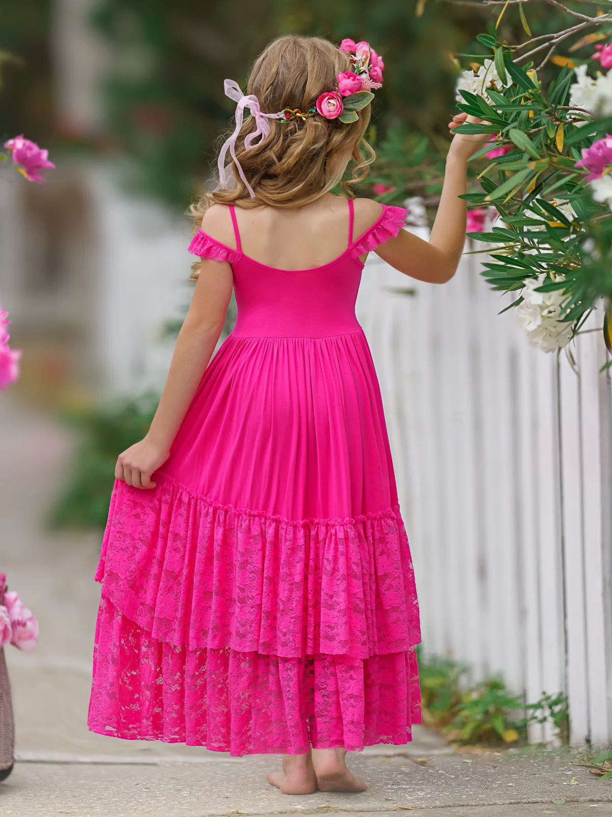 Berry Beautiful Lace Ruffle Maxi Dress