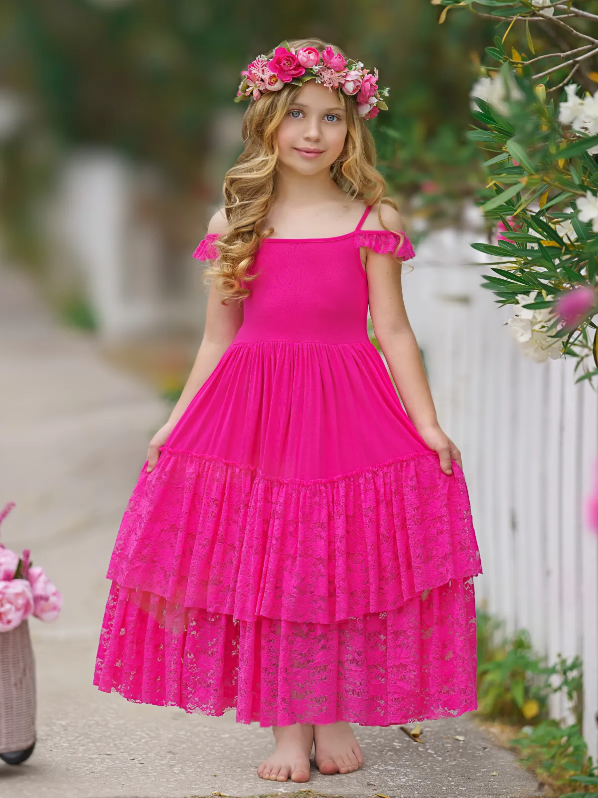 Berry Beautiful Lace Ruffle Maxi Dress