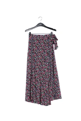 Black floral-print wrap maxi skirt