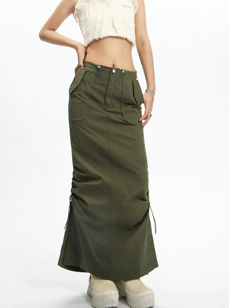 Black Gothic Cargo Maxi Skirt