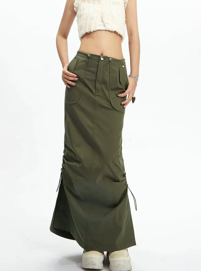 Black Gothic Cargo Maxi Skirt