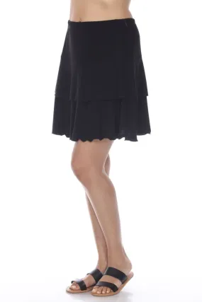 Black Tiered Hem Skort