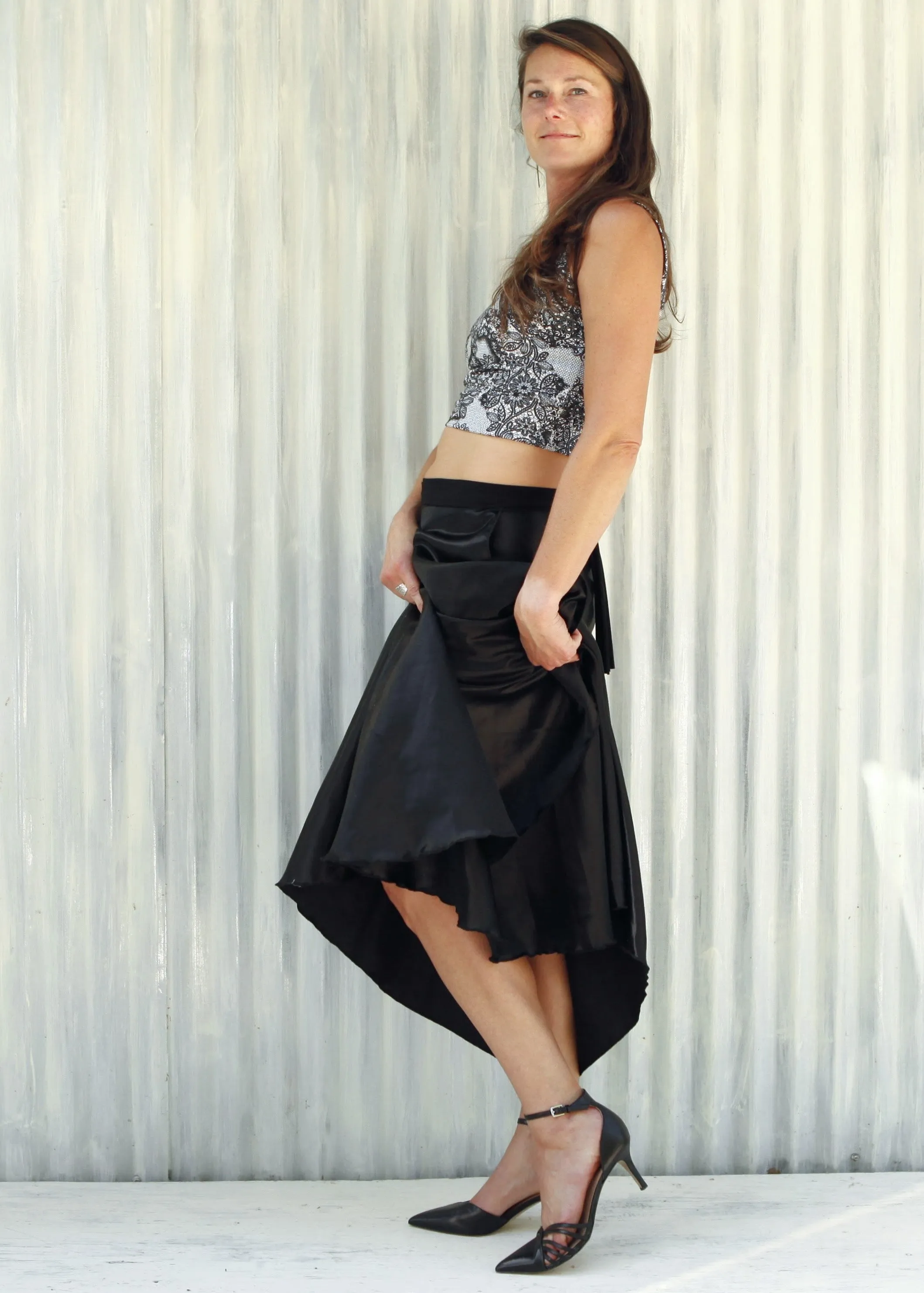 Black Velda Wrap Skirt