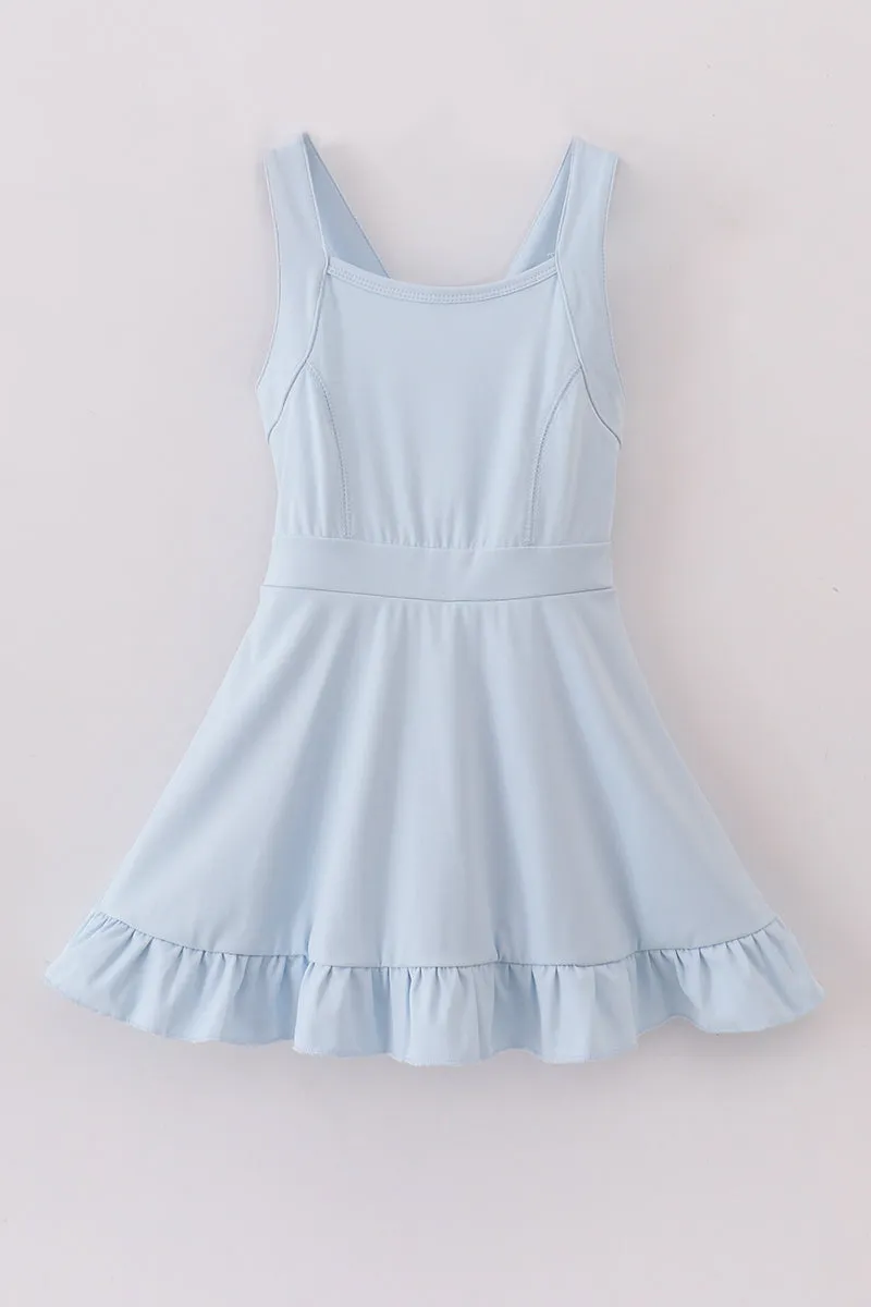 Blue active sporty ruffle tennis dress