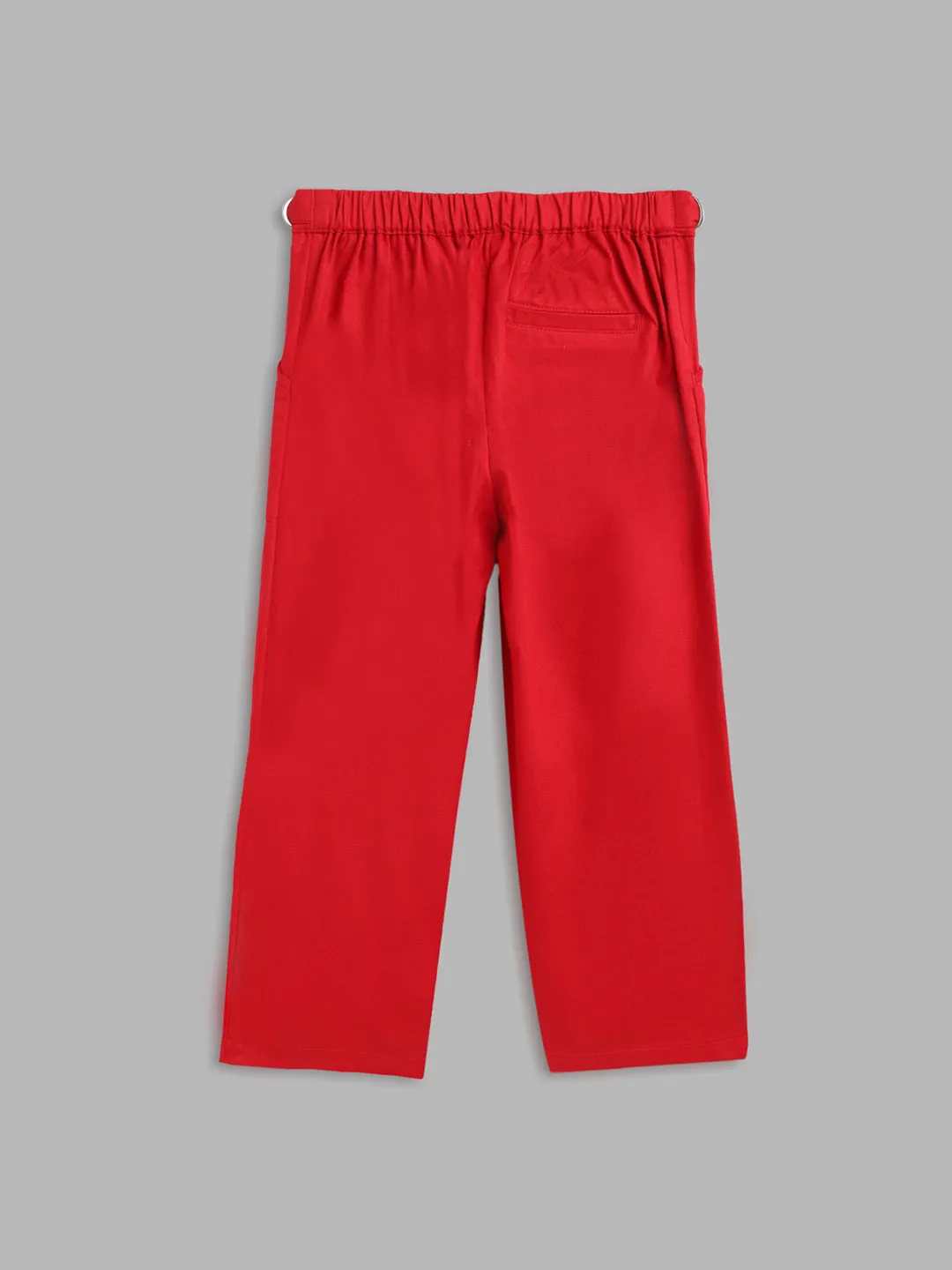 Blue Giraffe Girls Red Solid Regular Fit Mid-Rise Flat-Front Trouser