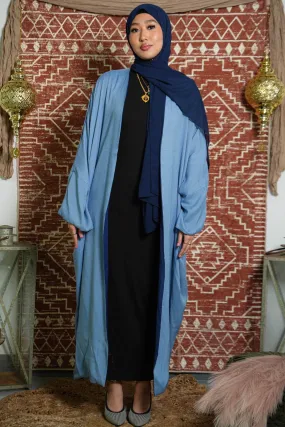 Blue Reversible Kaftan Open Front Abaya