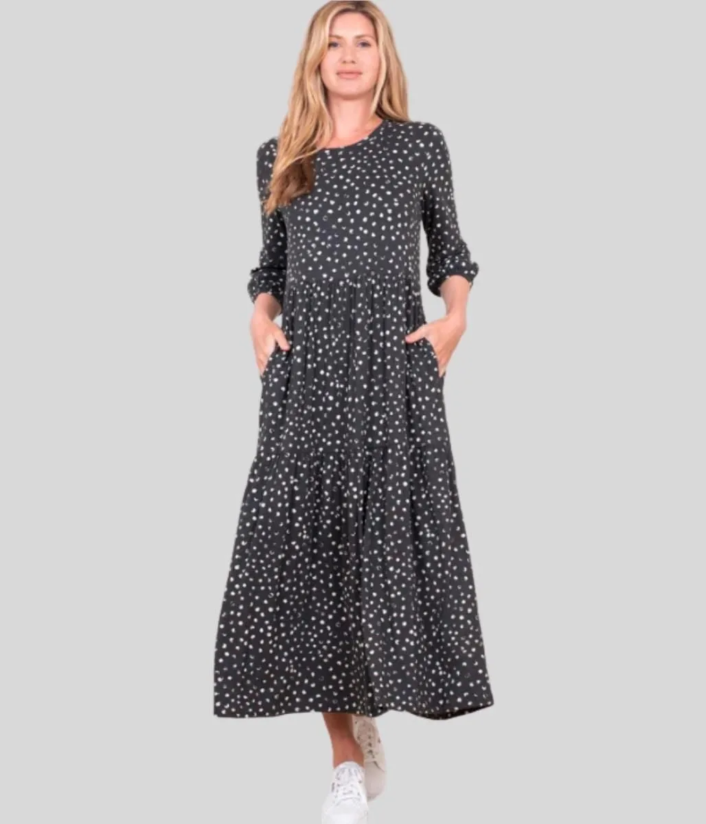 Brakeburn Grey Spotty Jersey Dress