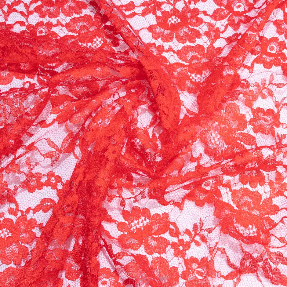 Bright Red Floral Chantilly Lace