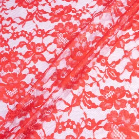 Bright Red Floral Chantilly Lace