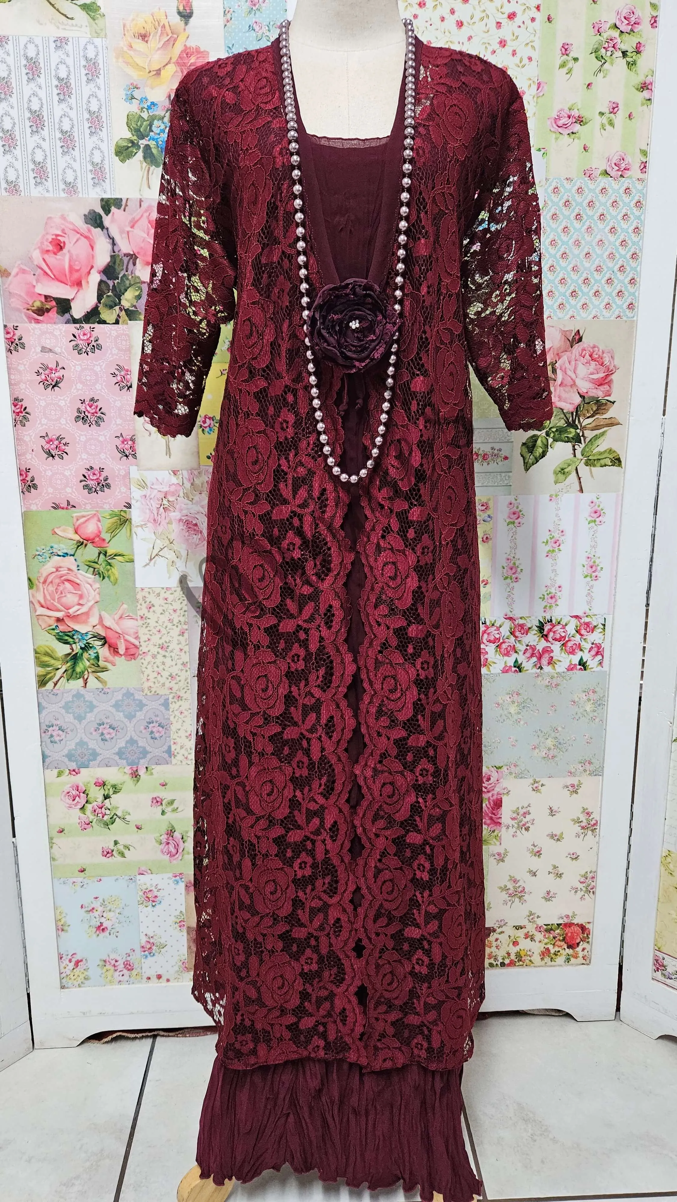 Burgundy 3-Piece Dress Set LR0567