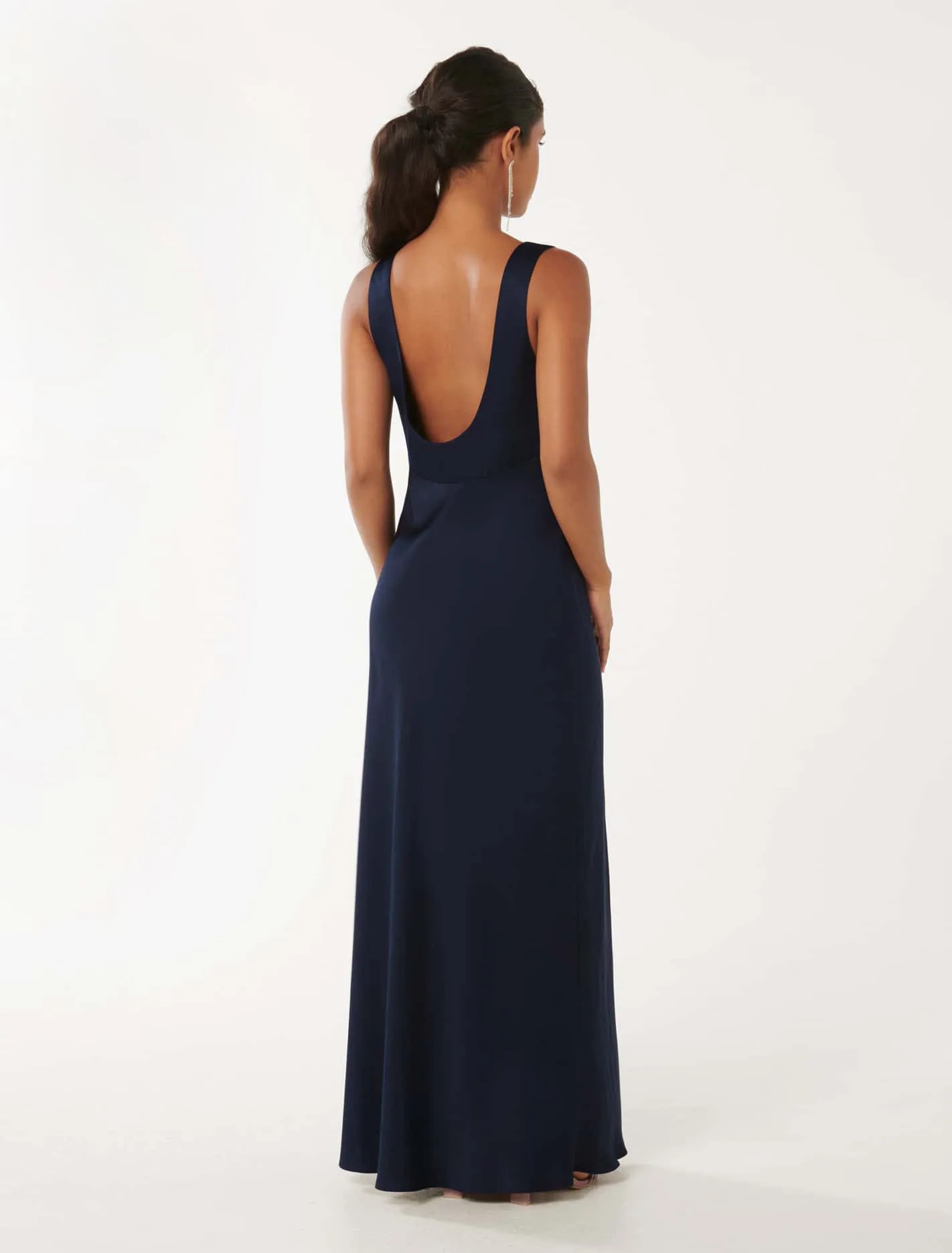 Cameron Petite V Neck Satin Maxi Dress