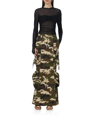 Cassie Cargo Maxi Skirt - Woodland Camo