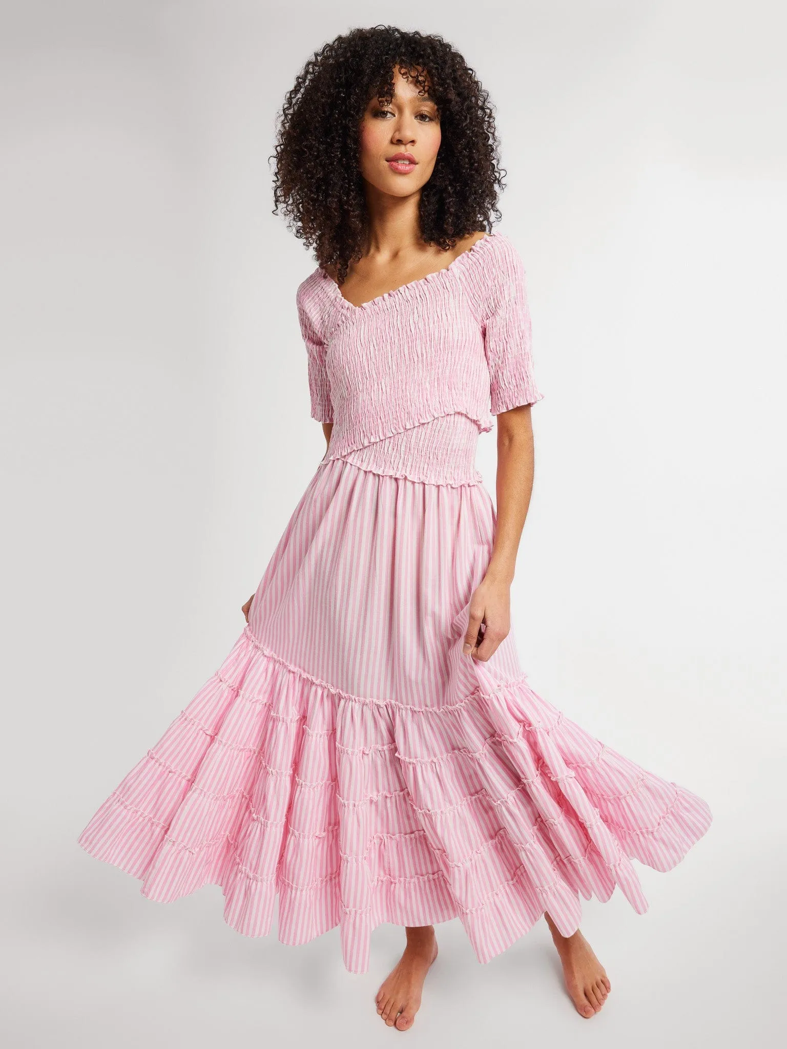 Celia Dress in Bubblegum Stripe