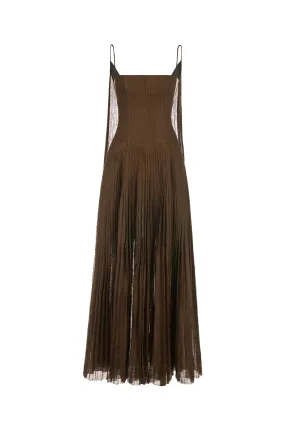 CHOCOLATE LINEN MAXI DRESS