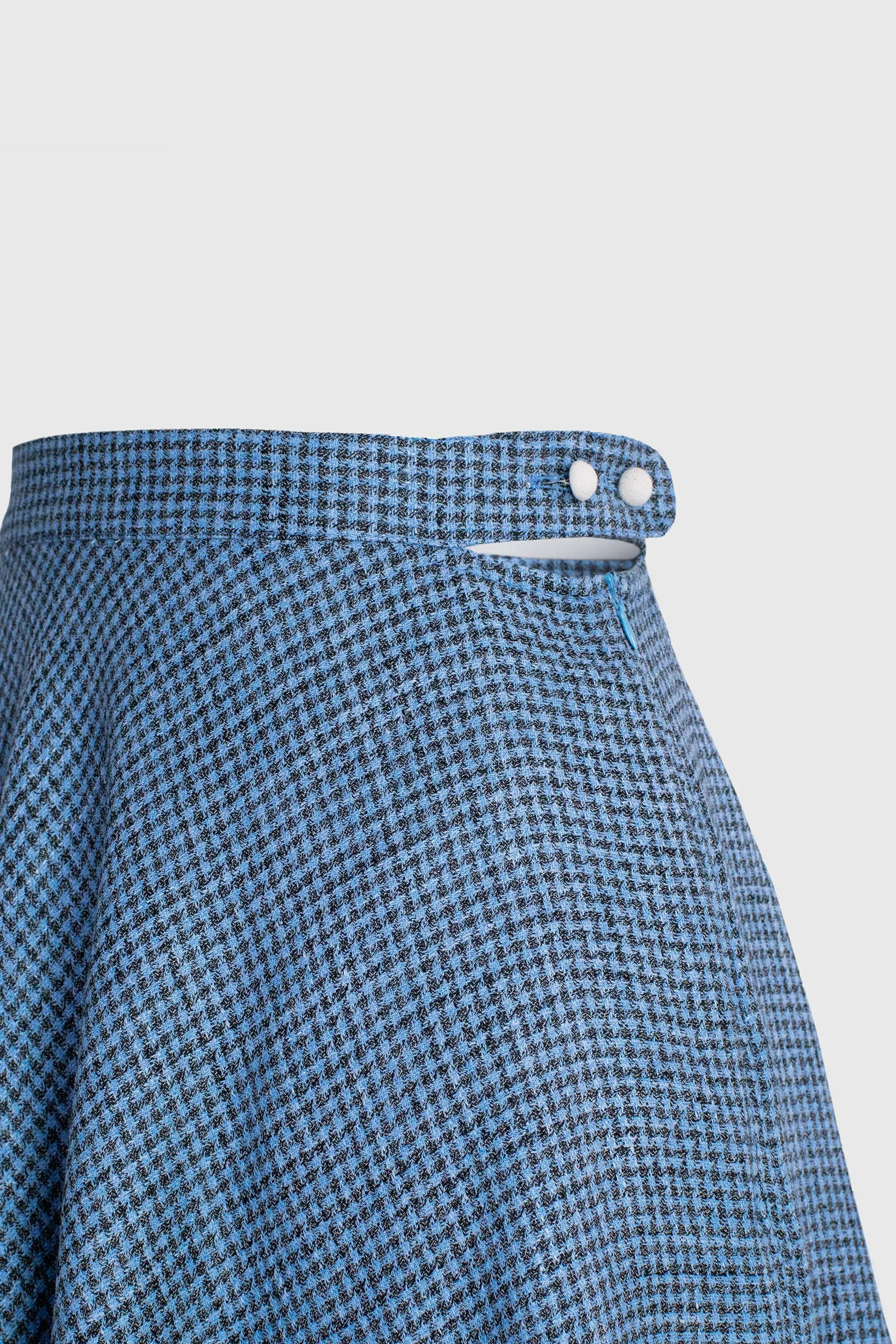 Circular Houndstooth Blue Skirt