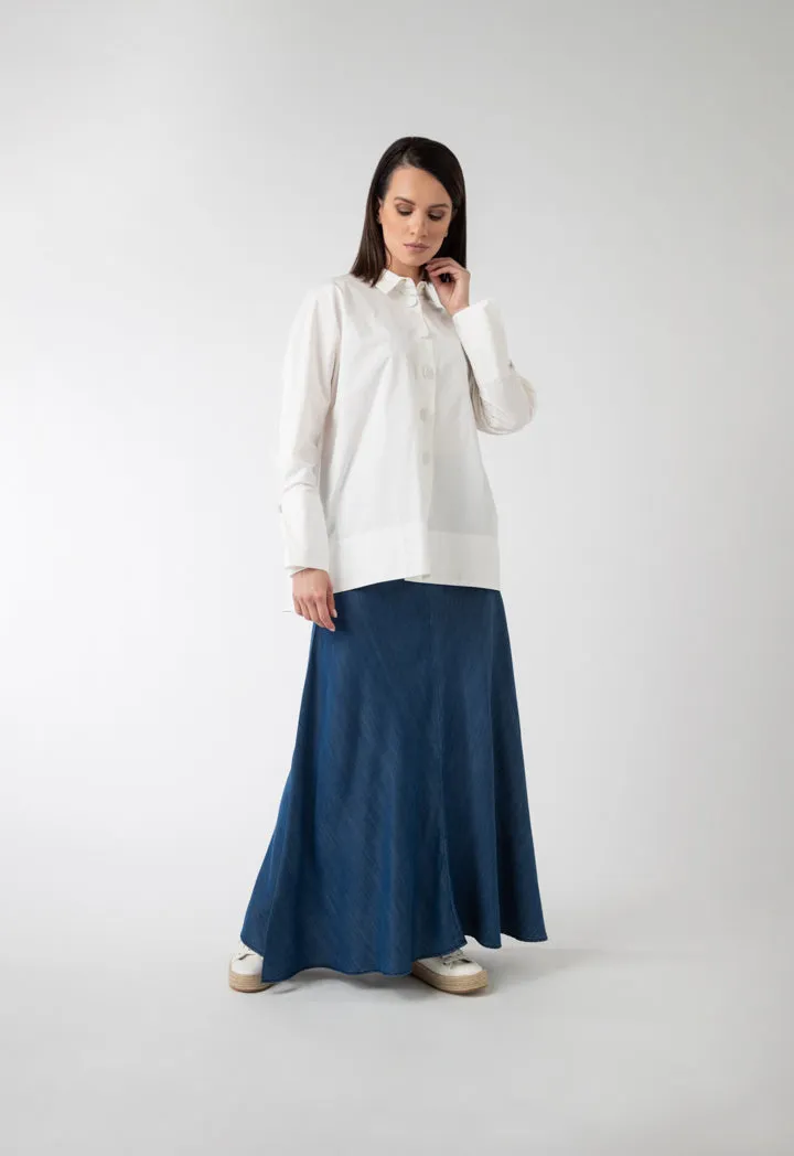 Circular Long Denim Skirt