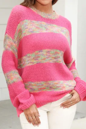 COLOR BLOCK OVERSIZED LOOSE FIT PULLOVER SWEATER