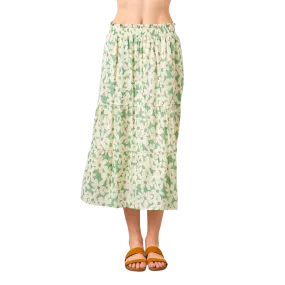 Daisy Poplin Tiered Maxi Skirt - Green