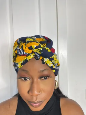 Debby Blue and Yellow Ankara Headwrap/Scarf