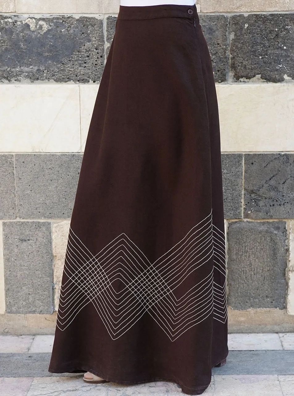 Decorative Stitching Maxi Skirt