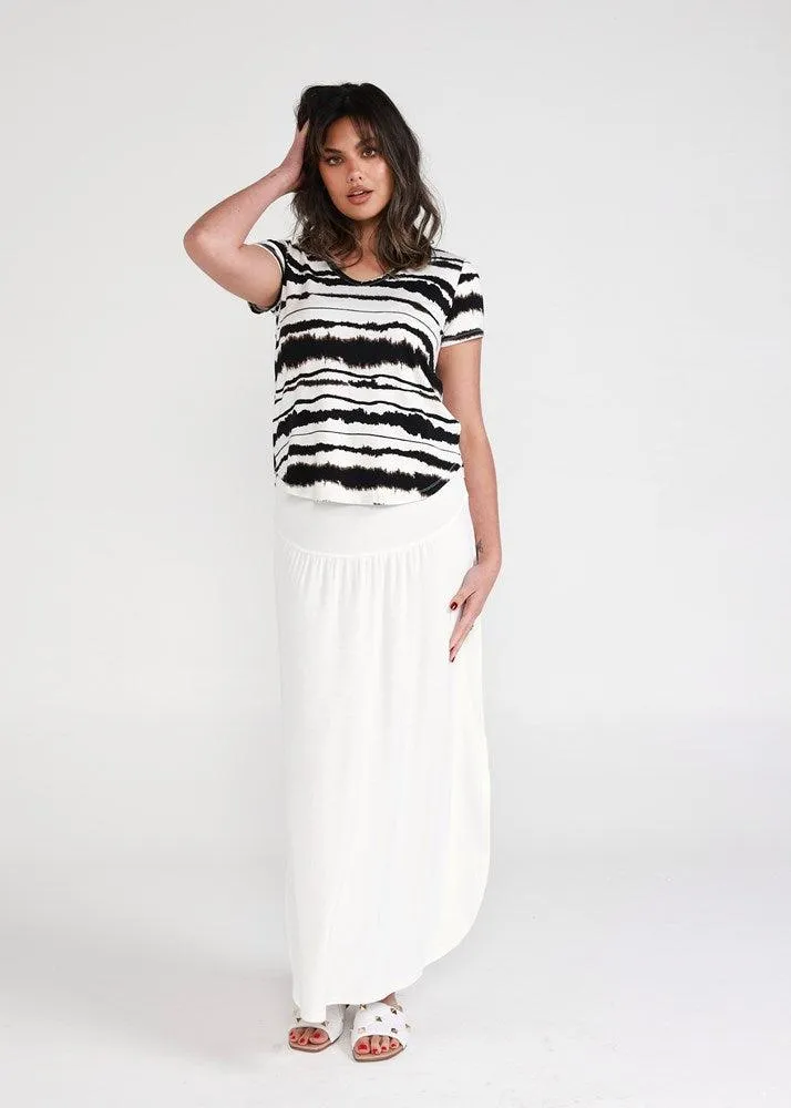 Dionne Ribbed Bamboo Maxi Skirt - Cream