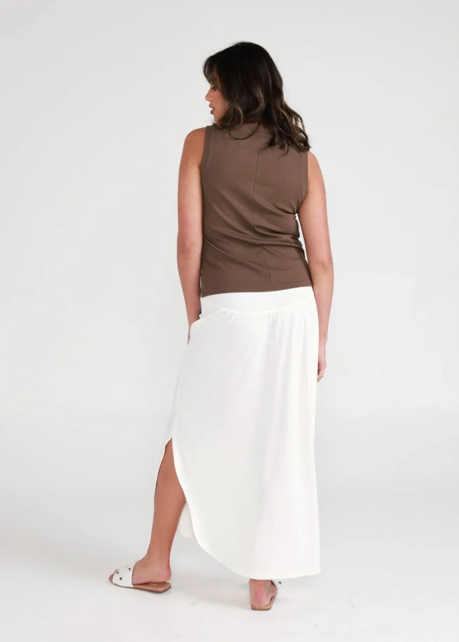 Dionne Ribbed Bamboo Maxi Skirt - Cream