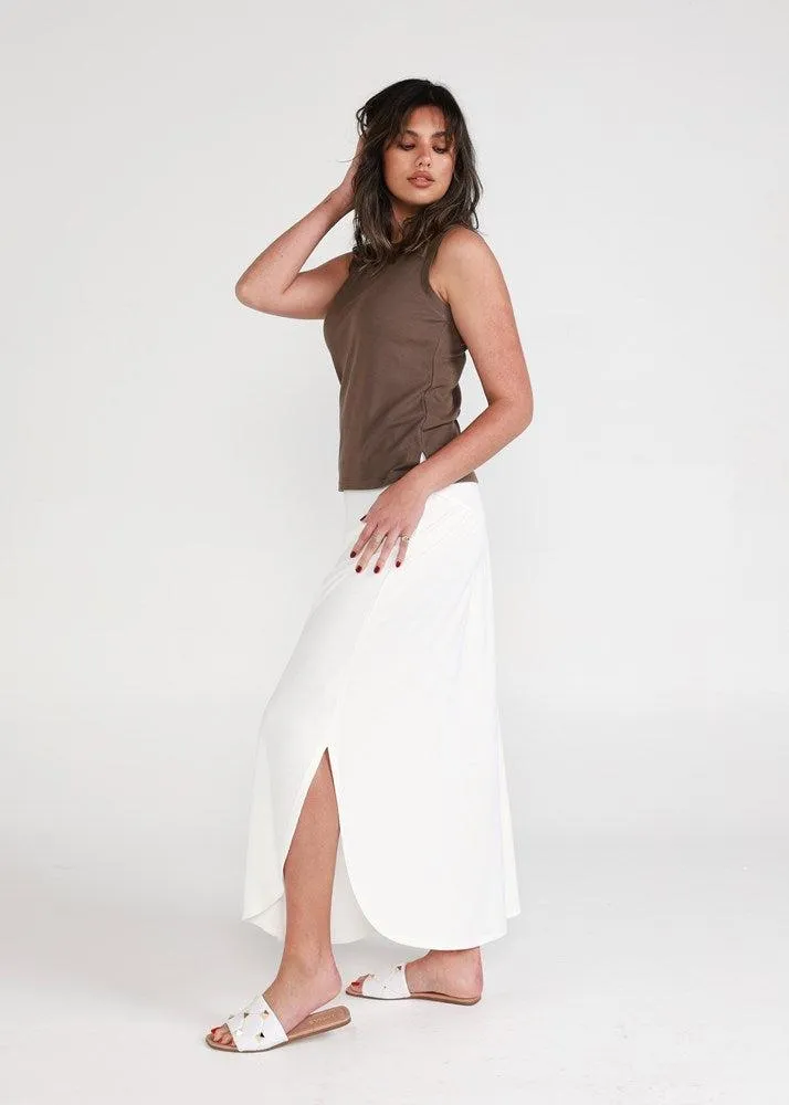 Dionne Ribbed Bamboo Maxi Skirt - Cream