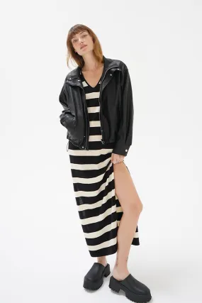 Elin Dress - Ivory and Black Stripe