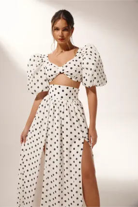 Ellie | Polkadot Skirt Set White