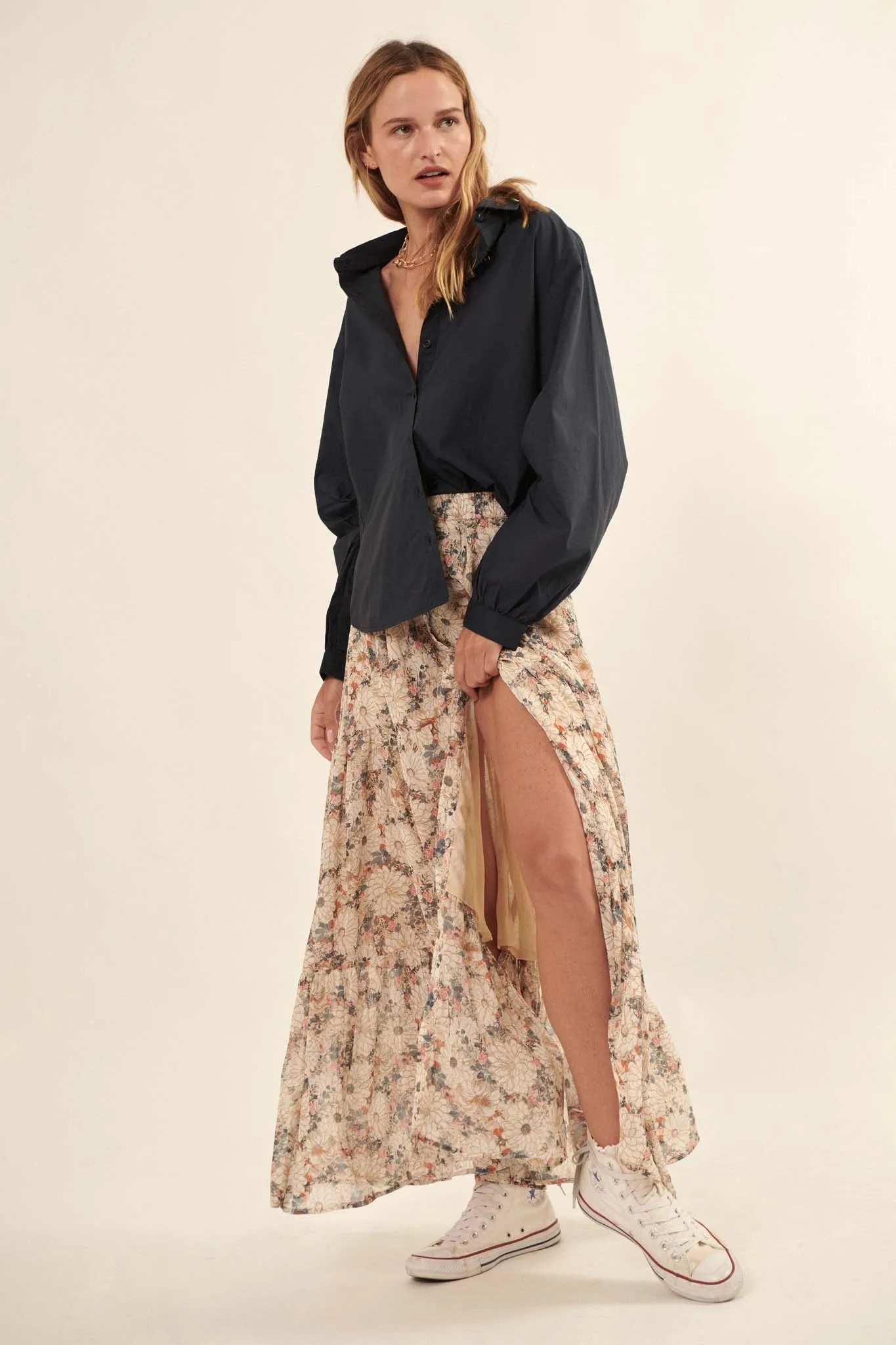 Embrace the Day Tiered Floral Maxi Skirt