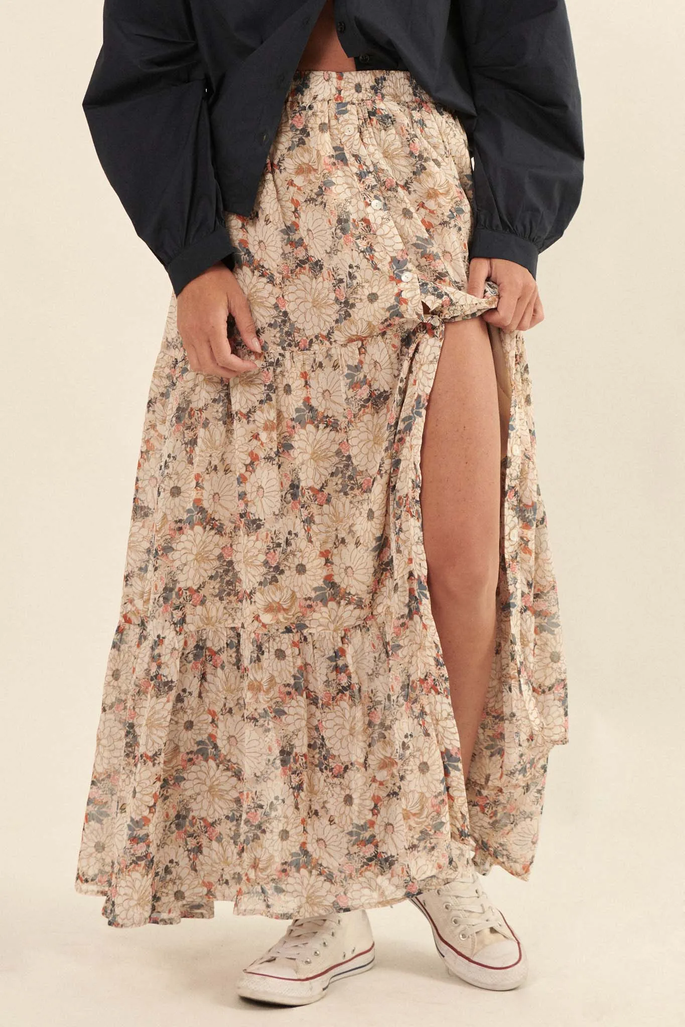 Embrace the Day Tiered Floral Maxi Skirt